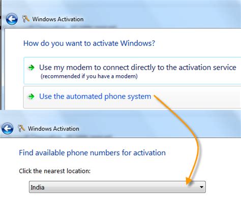 No option to activate windows 7 by phone